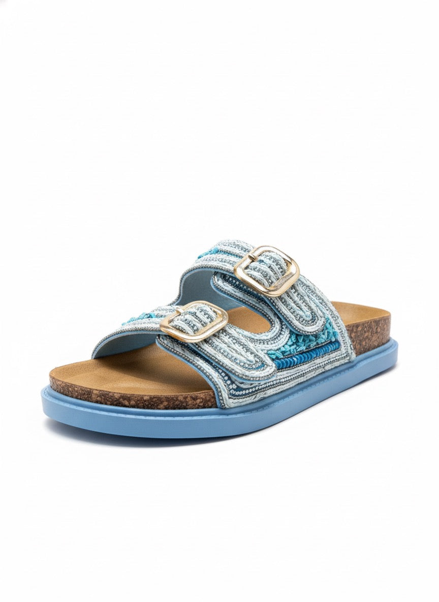 Fatma - Sandal femme en bleu