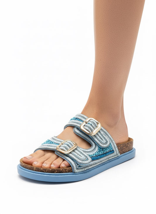 Fatma - Sandal femme en bleu
